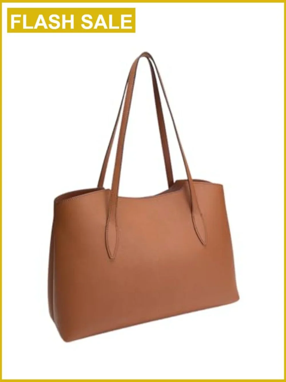 Large PU Leather Tote Bag with Removable Pouch and Charm